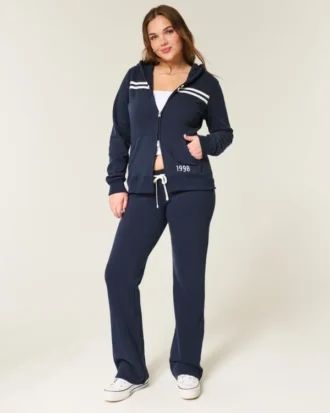 Slim gestreepte 1998 grafische hoodie met ritssluiting