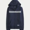 Slim gestreepte 1998 grafische hoodie met ritssluiting