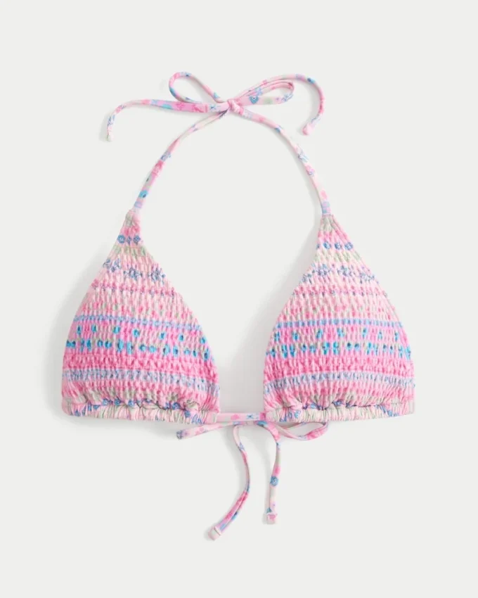 Smocked Halter Triangle Bikini Top Smocked Halter Triangle Bikini Top