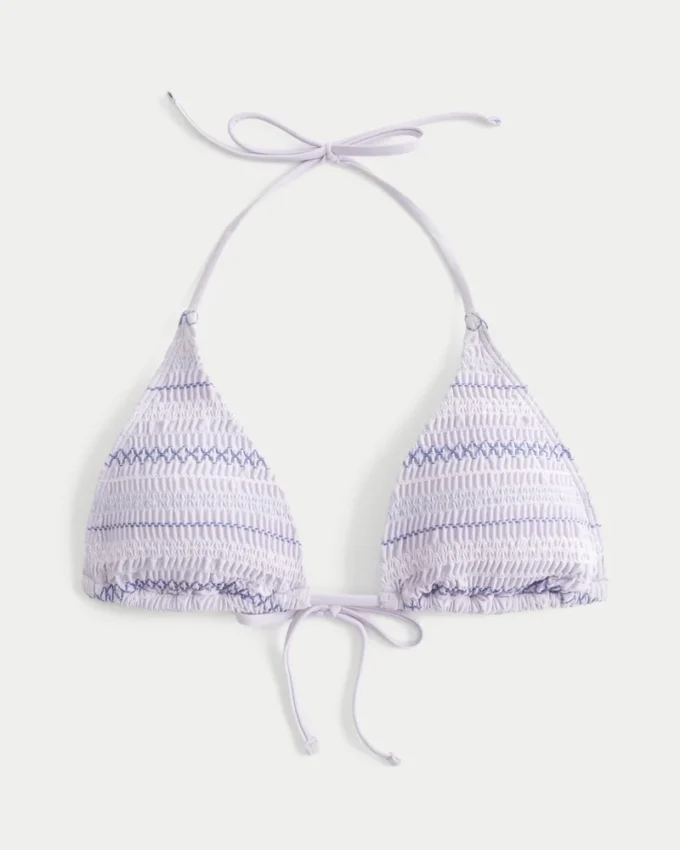 Smocked Halter Triangle Bikini Top Smocked Halter Triangle Bikini Top