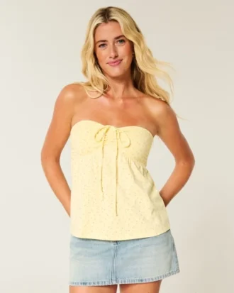 Strapless babydoll top met tailleband