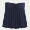Strapless babydoll top met tailleband