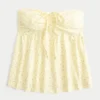 Strapless babydoll top met tailleband