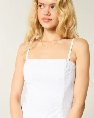 Strapless geborduurde maxi-jurk