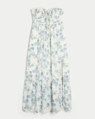 Strapless gevlochten maxi-jurk