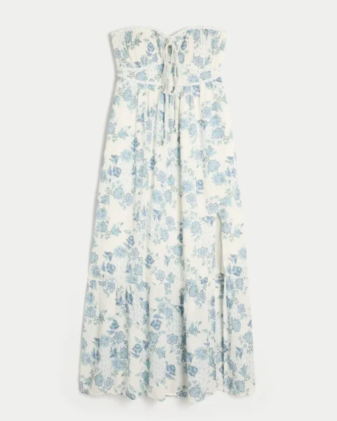 Strapless gevlochten maxi-jurk
