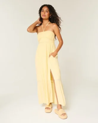 Strapless gevlochten maxi-jurk
