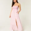 Strapless maxi-jurk in haakstijl