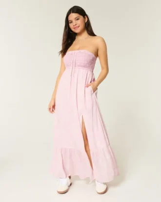 Strapless maxi-jurk in haakstijl