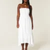 Strapless maxi-jurk met smokwerk