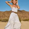Strapless maxi-jurk met smokwerk Strapless maxi-jurk met smokwerk