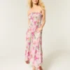 Strapless maxi-jurk met smokwerk Strapless maxi-jurk met smokwerk