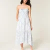 Strapless maxi-jurk met smokwerk Strapless maxi-jurk met smokwerk