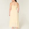Strapless maxi-jurk met smokwerk