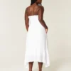 Strapless maxi-jurk met smokwerk