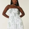 Strapless mini-jurk met gesmokt lijfje Strapless mini-jurk met gesmokt lijfje
