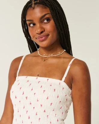 Strapless mini-jurk met gesmokt lijfje