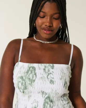 Strapless mini-jurk met gesmokt lijfje