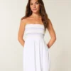 Strapless mini-jurk met ruches Strapless mini-jurk met ruches