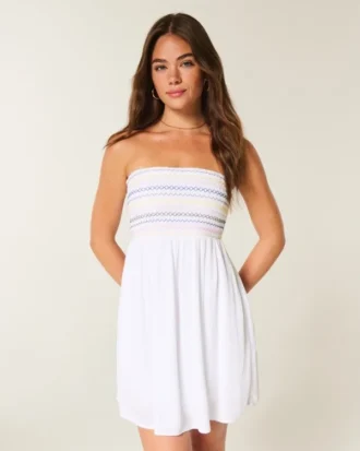 Strapless mini-jurk met ruches