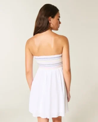 Strapless mini-jurk met ruches