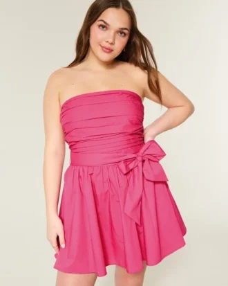 Strapless mini-jurk met strik