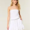 Strapless mini-jurk met trekkoord