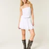 Strapless mini-jurk met trekkoord