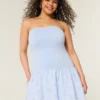 Strapless mini-jurk met verlaagde taille en gebreide stof Strapless mini-jurk met verlaagde taille en gebreide stof