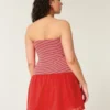 Strapless mini-jurk met verlaagde taille en gebreide stof Strapless mini-jurk met verlaagde taille en gebreide stof