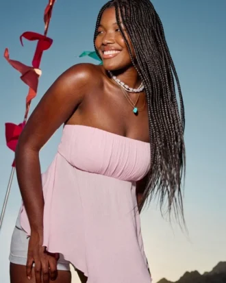 Strapless top met zigzagzoom