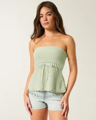 Strapless trui in haakstijl