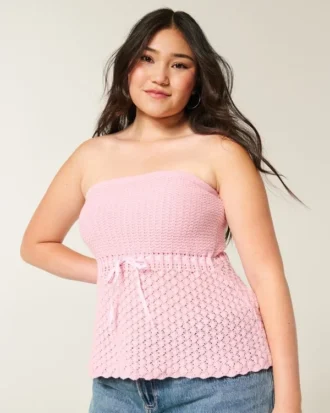 Strapless trui in haakstijl