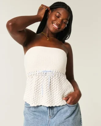 Strapless trui in haakstijl