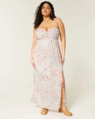 Strapless Twist Bust Maxi Jurk