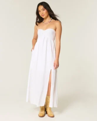 Strapless Twist Bust Maxi Jurk