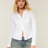 Stretch popeline overhemd in smokingstijl Stretch popeline overhemd in smokingstijl