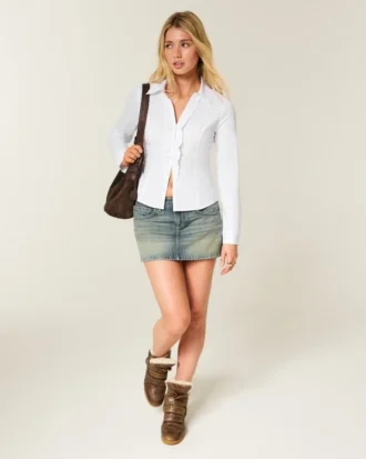 Stretch popeline overhemd in smokingstijl Stretch popeline overhemd in smokingstijl