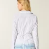 Stretch popeline overhemd met knopen Stretch popeline overhemd met knopen