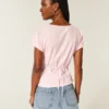 Stretch popeline shirt met korte mouwen en textuur
