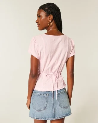 Stretch popeline shirt met korte mouwen en textuur