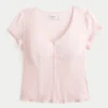 Stretch popeline shirt met korte mouwen en textuur