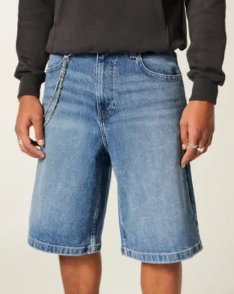 Super Baggy Eagle Graphic Denim Shorts