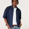Super boxy Oxford-overhemd met korte mouwen