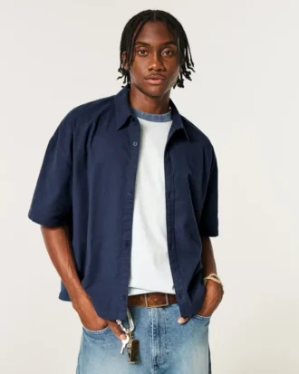 Super boxy Oxford-overhemd met korte mouwen