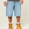 Superbaggy denim short met doodshoofdprint Superbaggy denim short met doodshoofdprint
