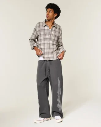 Superbaggy joggingbroek met dubbele vlammenprint