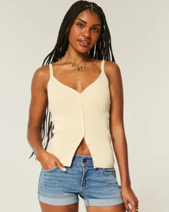 Sweatertanktop met knoopsluiting