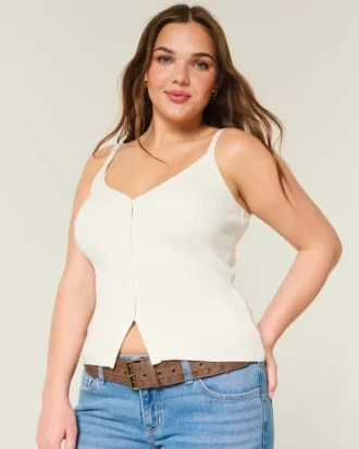 Sweatertanktop met knoopsluiting