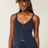 Sweatertanktop met knoopsluiting Sweatertanktop met knoopsluiting